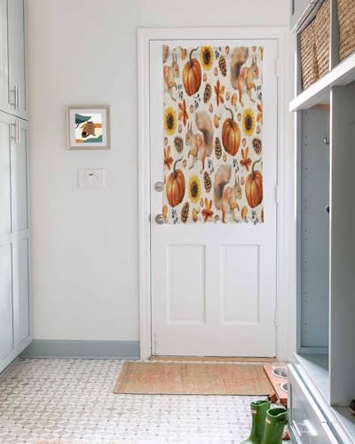 Thanksgiving Fall French Door Curtain with Pumpkins and Sunflowers