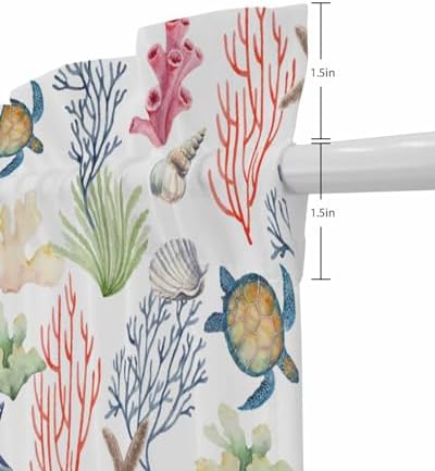 Summer Ocean Coral Front Door Curtain with Tiebacks