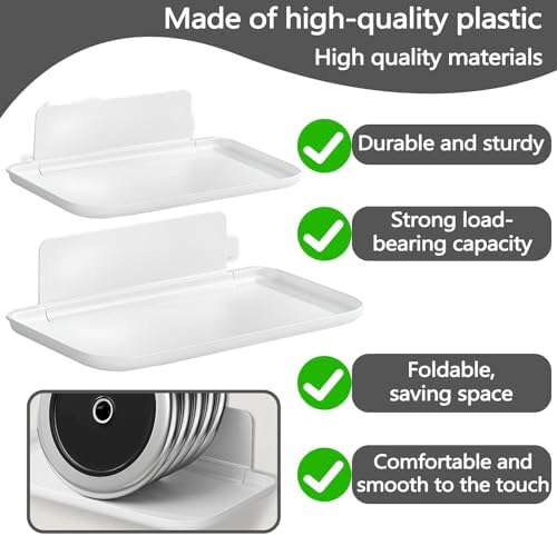 Bagentry 2 Pack White Plastic Folding Wall Shelf Set