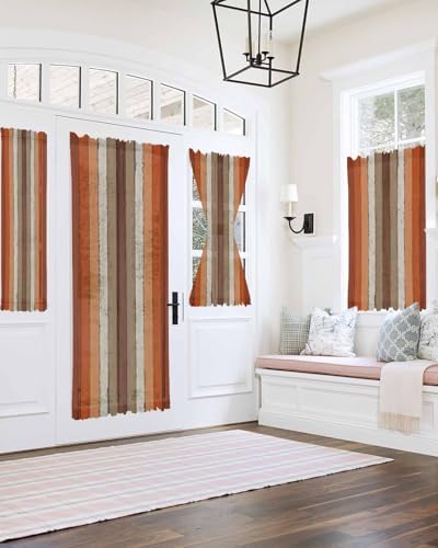 Orange Brown French Door Curtain with Tieback