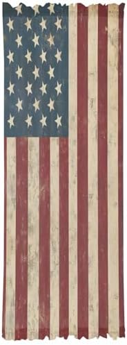 Retro Red Blue American Flag Door Curtain with Tieback