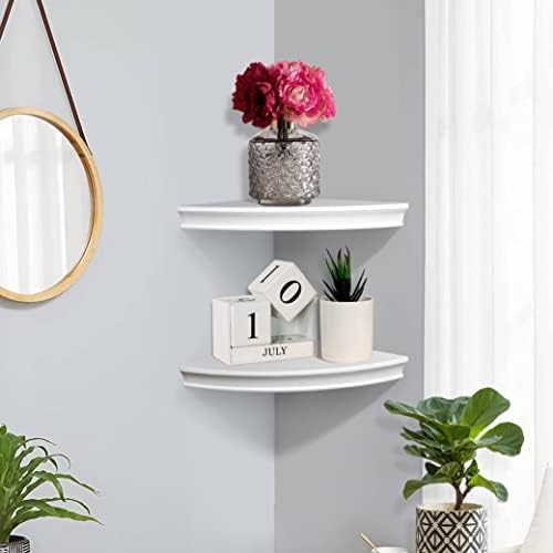 AHDECOR White Floating Corner Shelves Set of 2