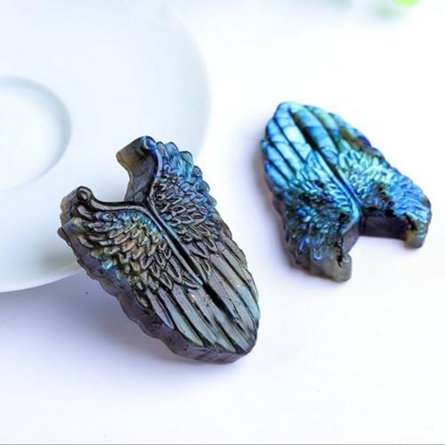 2pc Natural Blue Crystal Labradorite Hand Carved Love Token