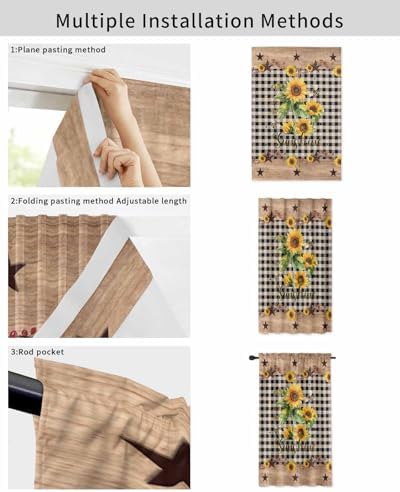 Sunflower Plaid Self Adhesive Portable Curtains for Windows