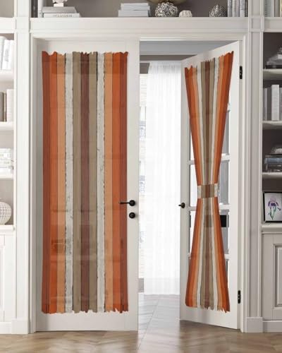 Orange Brown French Door Curtain with Tieback