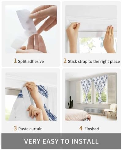 Navy Blue Starlight Self Adhesive Blackout Curtains for Windows
