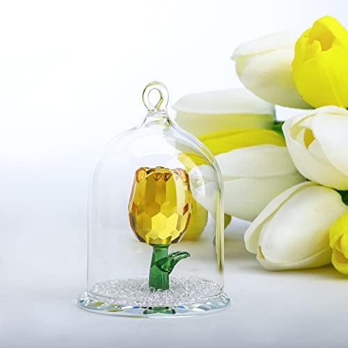 HD Crystal Rose Glass Hanging Decor Ornament
