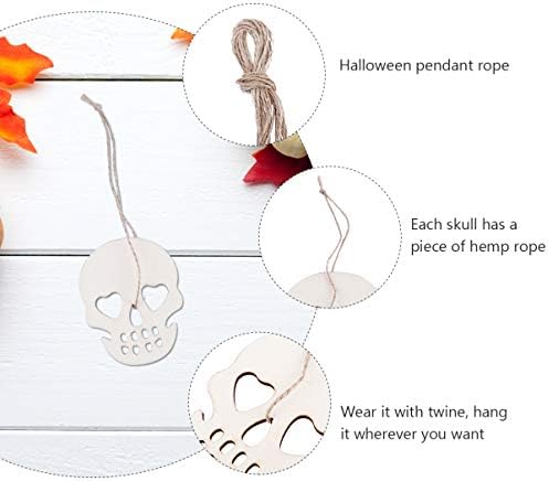 TOYANDONA Halloween Wooden Skull Skeleton Hanging Decorations