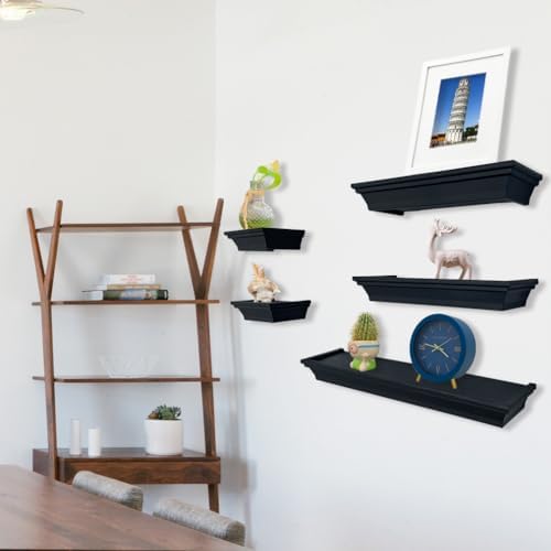 Black Floating Shelves Set of 5 for Home Decor