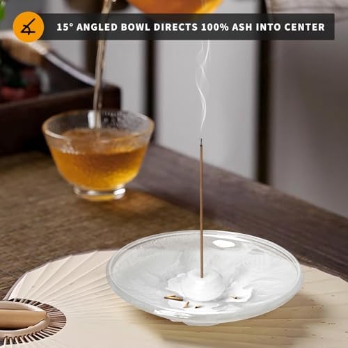 Snow Mountain Glass Incense Holder with 3D Design and Frosted Texture