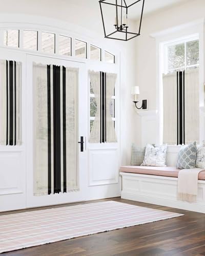 Farm Simple Geometric Black Stripes French Door Curtain Panel