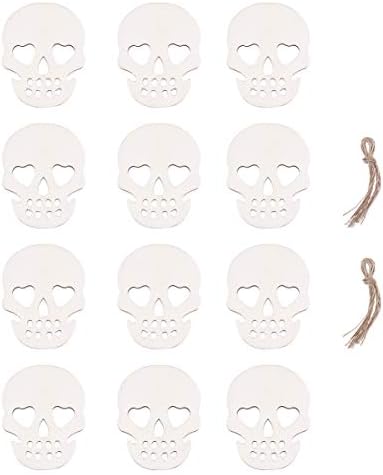 TOYANDONA Halloween Wooden Skull Skeleton Hanging Decorations