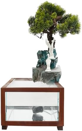 Antique Style Tabletop Water Fountain with Fish Tank and Crane Statues