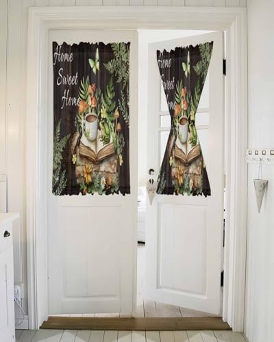 Forest Frog French Door Curtain Green Botanical Design