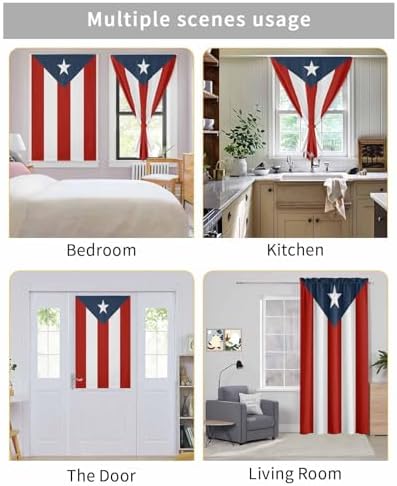 Yomandocix National Flag Puerto Rico Self Adhesive Curtains for Windows