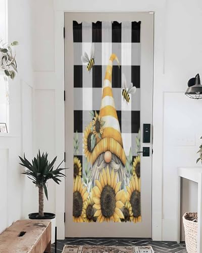 Yellow Dwarf French Door Curtain with Sunflower Hat Design