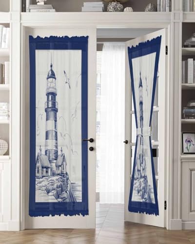 Nautical Lighthouse Curtains for French Doors