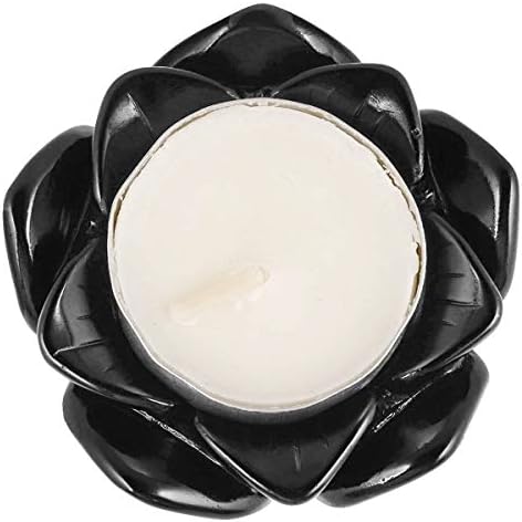 SUNYIK Handcarved Black Obsidian Lotus Flower Sculpture 24 Inch