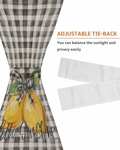 Lemon Plaid French Door Curtain 54W x 72L