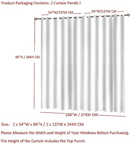 Homxi Seawater Blue Blackout Curtains 2 Panels
