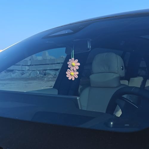 Cute Crochet Daisy Car Hanging Ornament Pink
