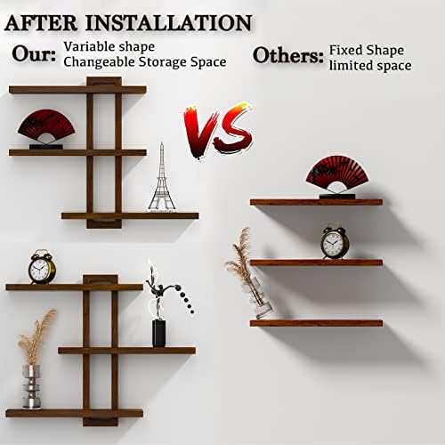 Variable Floating Shelves Wood Set of 3 - Dark Walnut