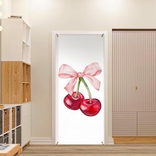 Coquette Pink Bow Cherry Door Cover Decorations 35x79 Inch