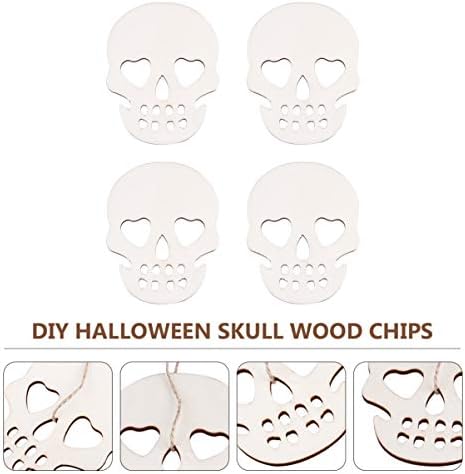 TOYANDONA Halloween Wooden Skull Skeleton Hanging Decorations