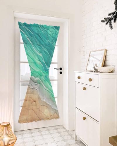 Green Coastal French Door Curtain with Tieback