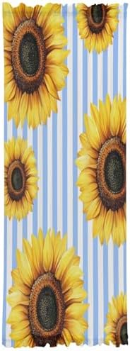 Blue Stripes Sunflower French Door Curtain
