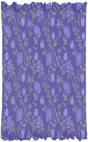 Purple Floral French Door Curtain Panel 54W x 40L