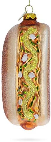 Savory Hot Dog Delight Blown Glass Ornament