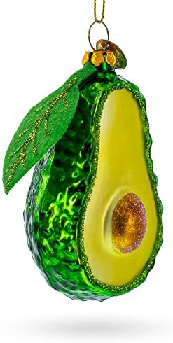 Avocado Leaf Glass Christmas Ornament