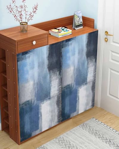Abstract Blue Self Adhesive Portable Curtains for Windows