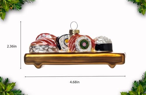 2pcs Blown Glass Sushi Tree Ornaments for Christmas