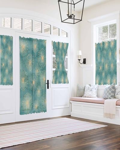 Teal Green Dandelion French Door Curtain