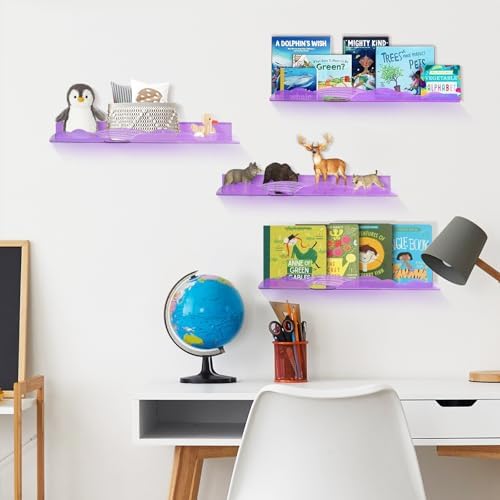 Rainbow Acrylic Floating Shelves 4 Pack Purple