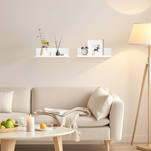 White Floating Shelves No Drilling Acrylic Wall Shelves 2 Pack