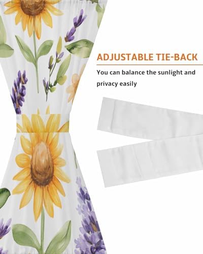 French Door Curtain with Sunflower and Lavender Design