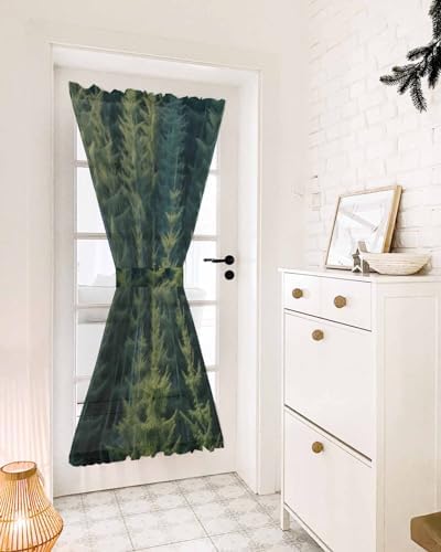 Green Pine Trees French Door Curtain