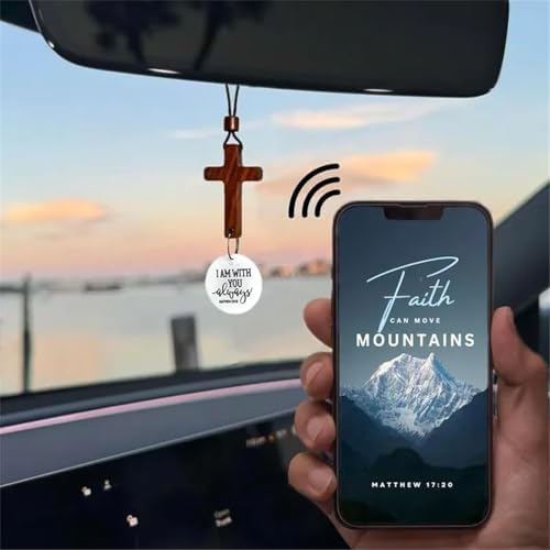 Bible Verse Car Rearview Hanging Cross Ornament - Black
