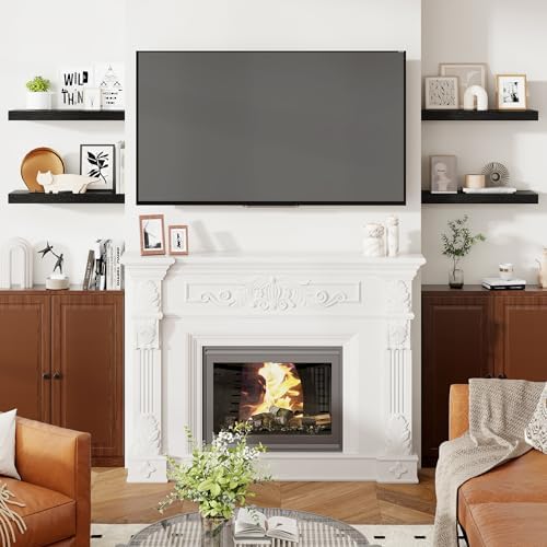 24 Inch Floating Shelves Set of 2 Black Wall Mount