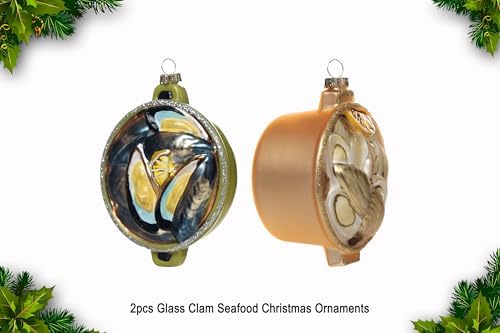 2pcs Glass Clam Oyster Seafood Pot Christmas Tree Ornaments