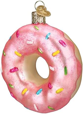 Old World Christmas Pink Frosted Donut Glass Ornament