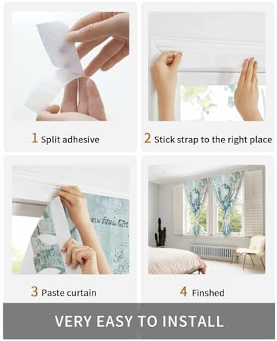 Coastal Crab Self Adhesive Room Darkening Curtains for Windows