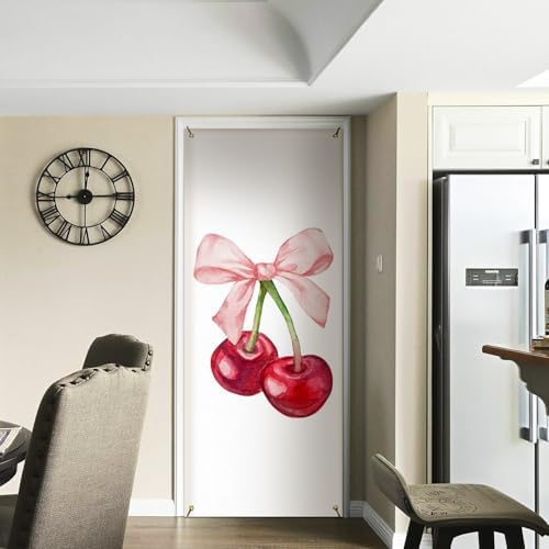 Coquette Pink Bow Cherry Door Cover Decorations 35x79 Inch