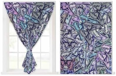 Purple Blue Teal Butterfly Self Adhesive Curtains for Windows