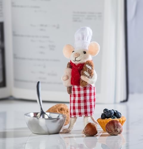 Abbott Collection Pastry Chef Mouse Ornament Red 6 Inch