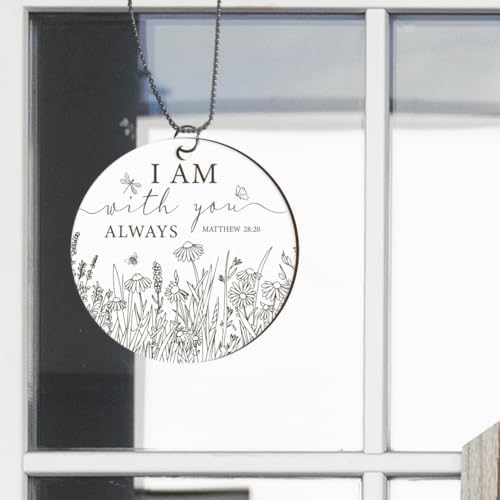 PLIGREAT Floral Car Hanging Ornament with I Am with You Always Message