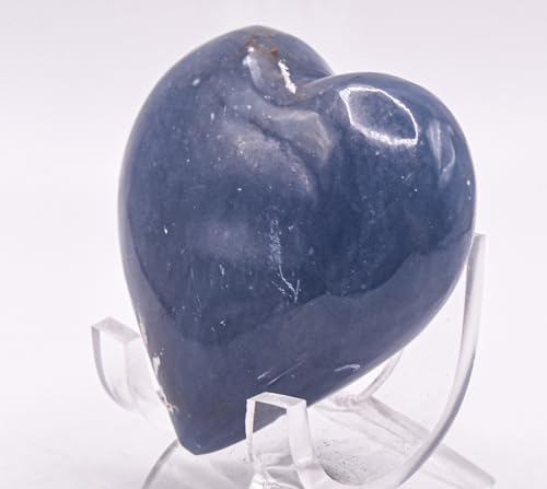 55mm Blue Angelite Heart with Stand - Peru
